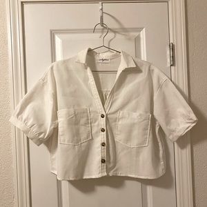 CJLA June Cropped, Button-Down Top